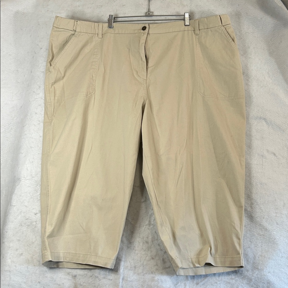 Woman Within Beige Stretch Chino Capri Size 30W